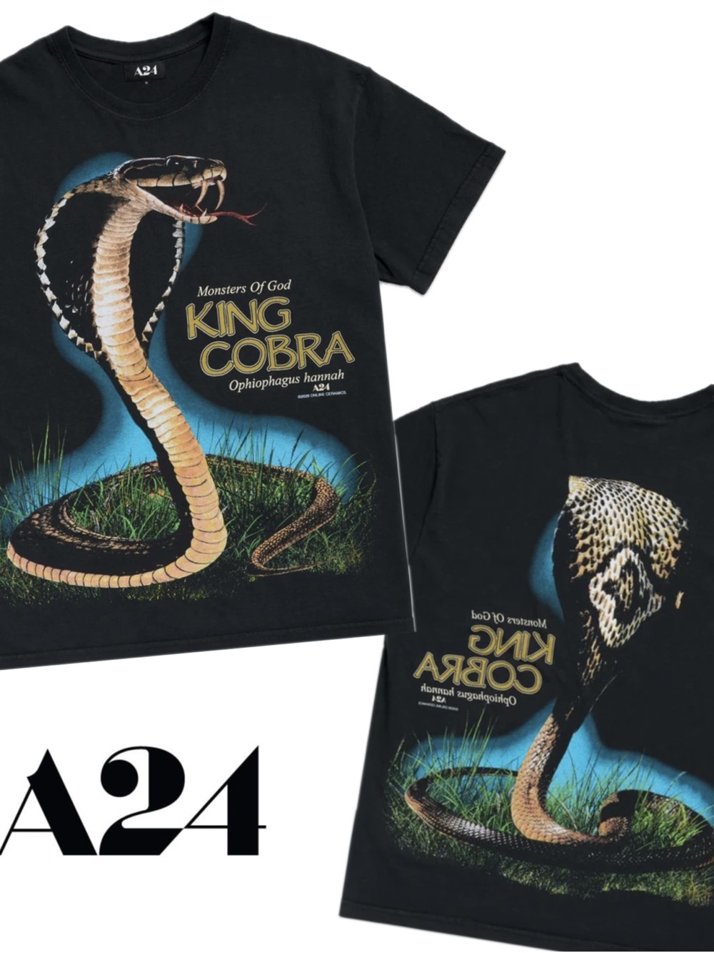 A24 Monsters of God x Online Ceramics King Cobra AOP Tee HBO SOLD OUT Black
